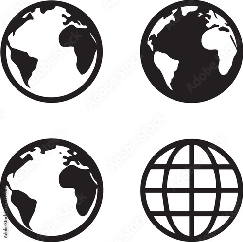 earth vector set, earth vector illustration, earth silhouette vector isolated on white background