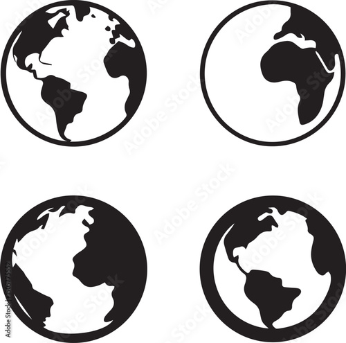 earth vector set, earth vector illustration, earth silhouette vector isolated on white background