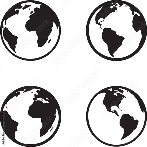 earth vector set, earth vector illustration, earth silhouette vector isolated on white background