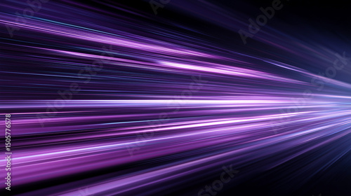 Dynamic purple light streaks create futuristic, high speed motion effect on a dark background.