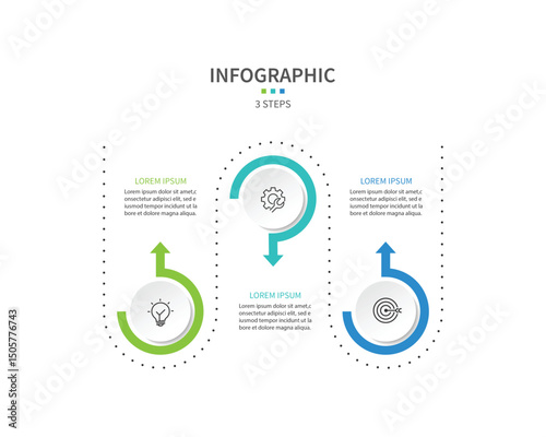 Business infographic template. 3 Step timeline journey. Process diagram, Infographic elements vector illustration.	