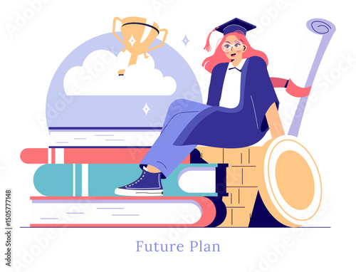 Graduation. Flat Vector Illustration