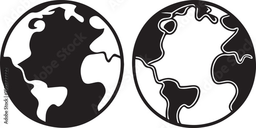 earth vector set, earth vector illustration, earth silhouette vector isolated on white background