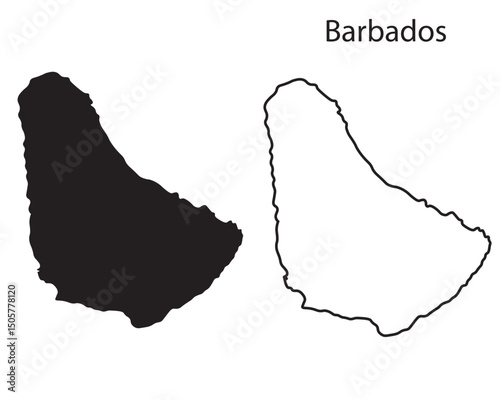 Barbados map vector illustration, Barbados map silhouette, Barbados country Landscape, Black and white Barbados map