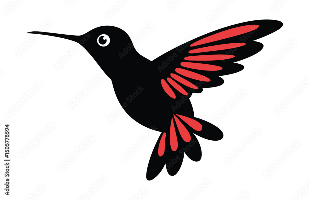 Obraz premium black vector silhouette of a hummingbird in flight