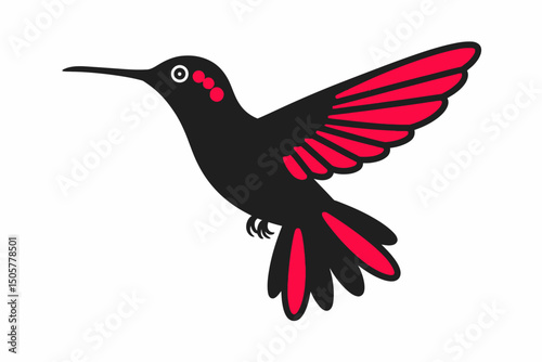 minimalist hummingbird vector silhouette on white background

