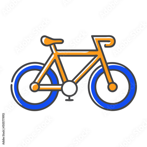 Orange bicycle icon, for websites and apps
