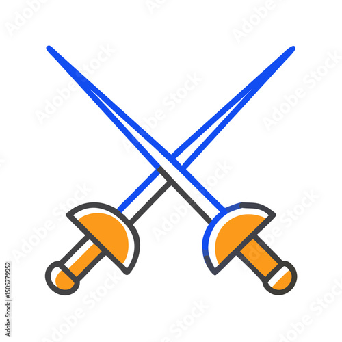 Fencing swords icon, a design element for sports and competition