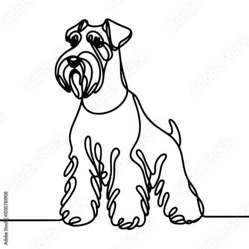 Giant Schnauzer, vector, black line drawing, minimalistic, single line, simple line, isolated, transparent background 