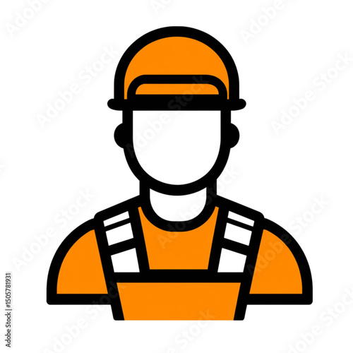 Construction worker in safety gear with orange helmet and vest  