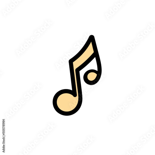 Musical note icon in minimalist design with soft colors  