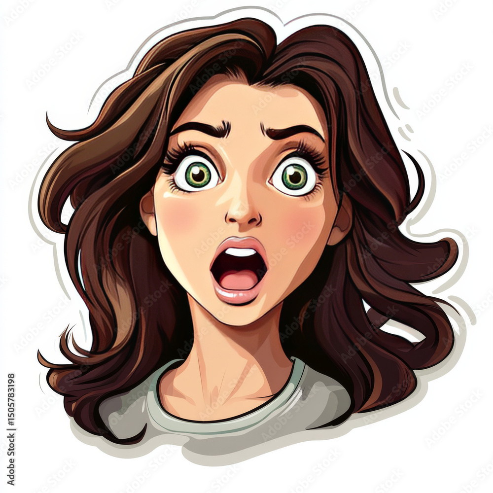 Sticker, vector art of a beautiful woman Sticker, vector art of a beautiful woman