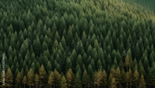 Lush evergreen forest extends to the horizon, creating a sense of tranquility and natural beauty.