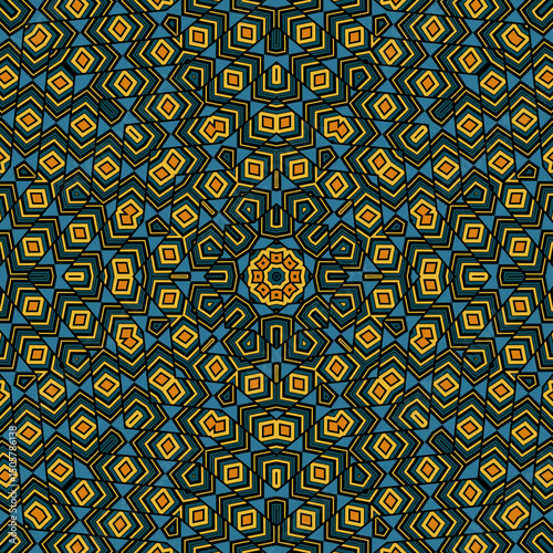 Vintage mosaic endless ornament vector composition. Flat patchwork print. Int...
