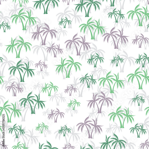 Palm jungle seamless pattern. Fabric print with trees. Paradise vector backgr...