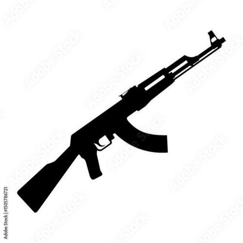 Vector Illustration of Assault Rifle – Military Automatic Gun Isolated on White Background