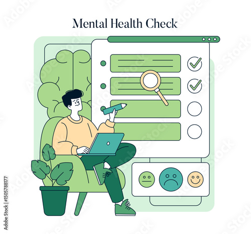 National Mental Health Awareness. Flat Vector Illustration