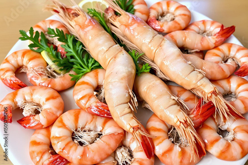 Succulent Shrimp Delight: A Platter of Freshly Prepared Crustaceans