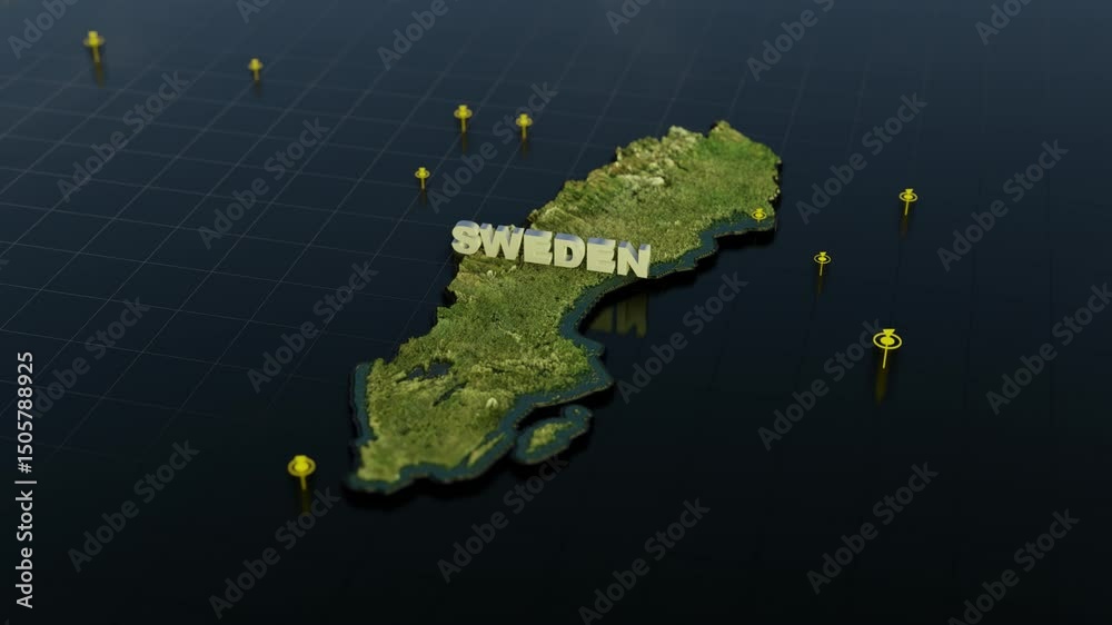 Sweden 3D Map With Animation