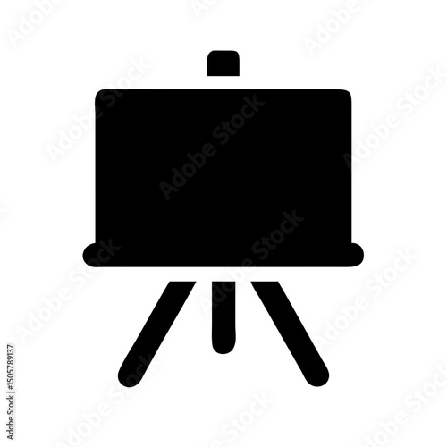 Simple black icon of easel for art and presentation