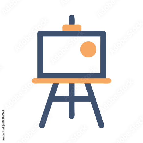 Simple icon of easel with blank canvas and circle
