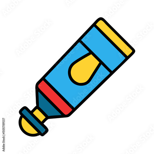 Cartoon tube of cream or lotion with applicator