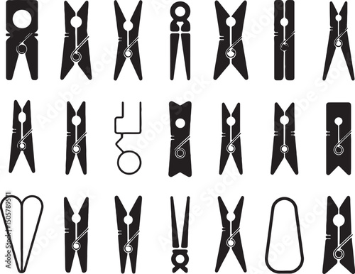 Collection of various clothespin designs and styles