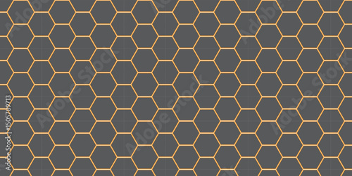 Seamless geometric hexagon pattern with honeycomb texture in yellow and gold, a sweet design reminiscent of a bee's comb