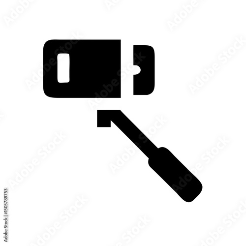 Smartphone selfie stick icon black silhouette