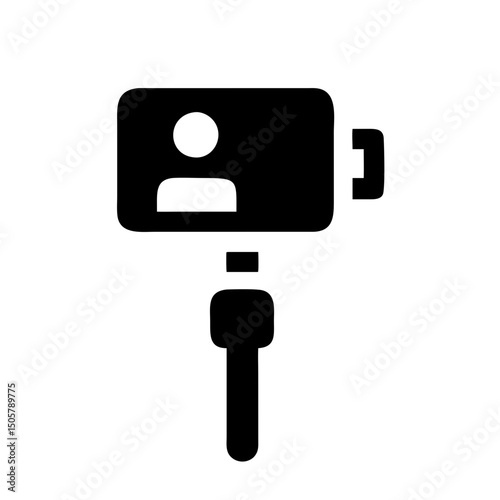 Smartphone selfie stick icon black silhouette