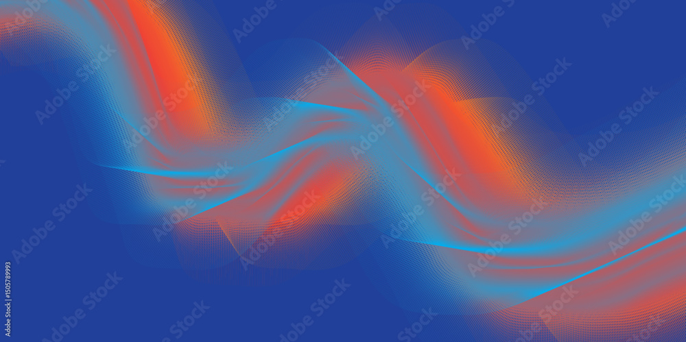 Obraz premium Abstract colourful backdrop design with smooth blue waves and fractal lines