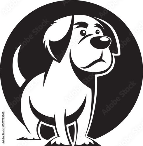 Cartoon-style dog with a slightly sad expression, adding emotion and relatability. Useful for pet rescue branding, awareness campaigns, or empathy-driven designs.