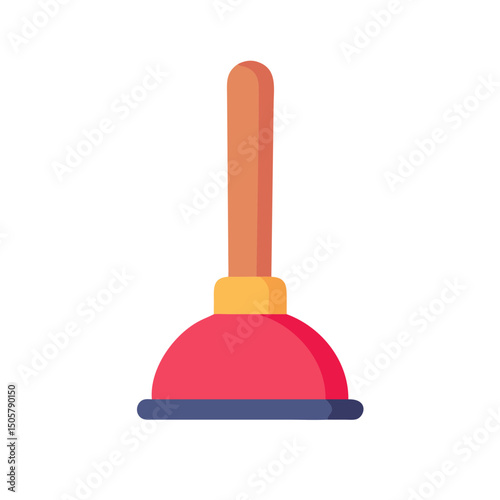 Simple cartoon illustration of a red plunger for plumbing maintenance