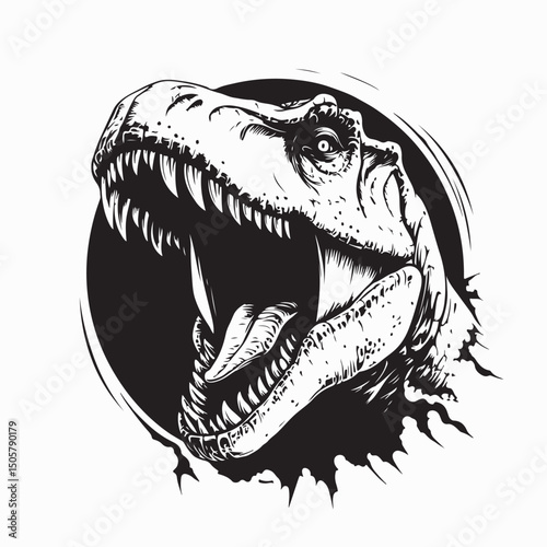 T Rex With A Fierce Roar Design Image vector isolated on white background.