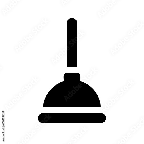 Simple black and white plunger icon for plumbing repair and maintenance