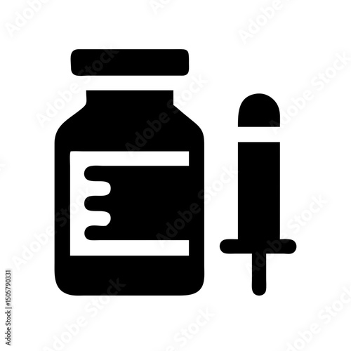 Medical vial and applicator icon graphic