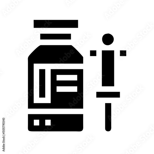 Medical vial and dropper icon black glyph