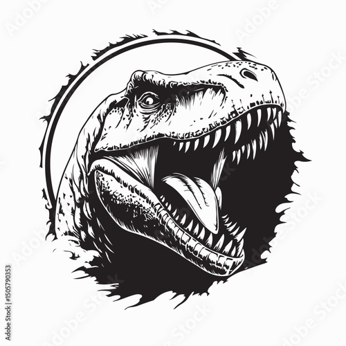 T Rex With A Fierce Roar Design Image vector isolated on white background.