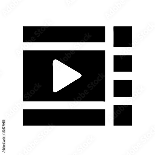 Simple black and white video player icon