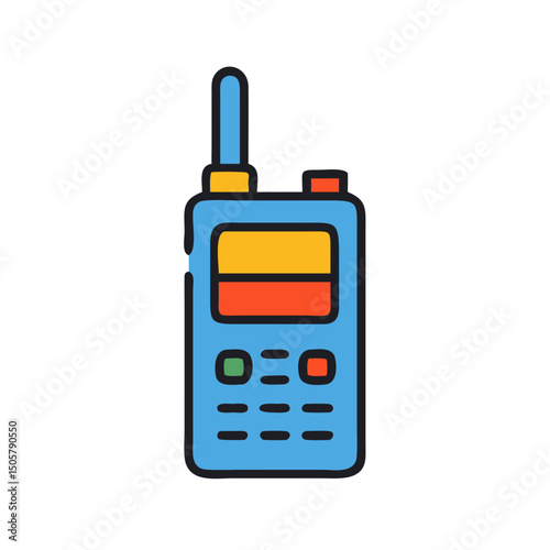 Illustration of a retro style two way radio handheld transceiver