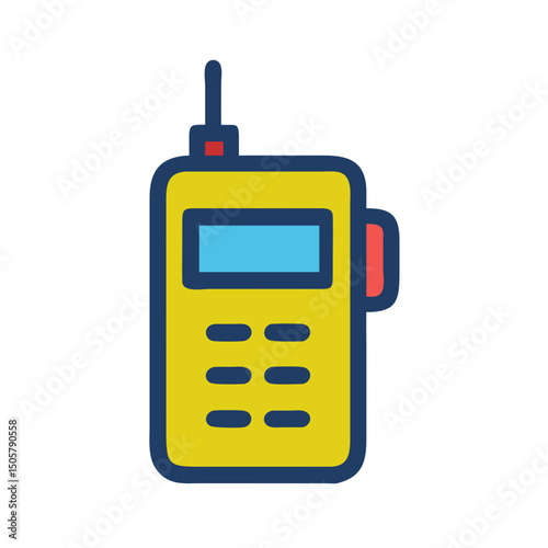 Illustration of a yellow handheld two way radio