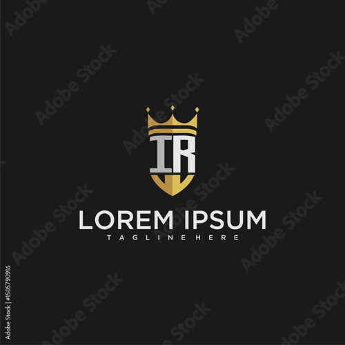 IR luxury letter monogram for crown and shield logo design