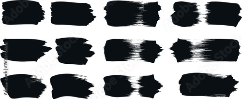 Brush paint vector set. Messy ink brush strokes, blots, daubs