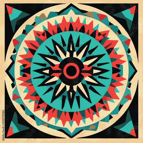 Tribal Mandala and Abstract Sunburst Vector Set – Retro Geometric Patterns, Boho Compass Star, Vintage Art for Wall Decor, Prints, and Design Projects Art & Illustration.