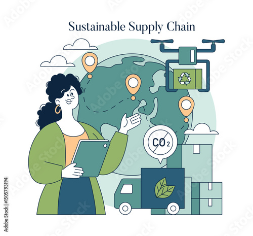 Sustainability In Business. Flat Vector Illustration