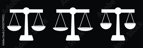 Scale of justice silhouette vector set, Law scale icon