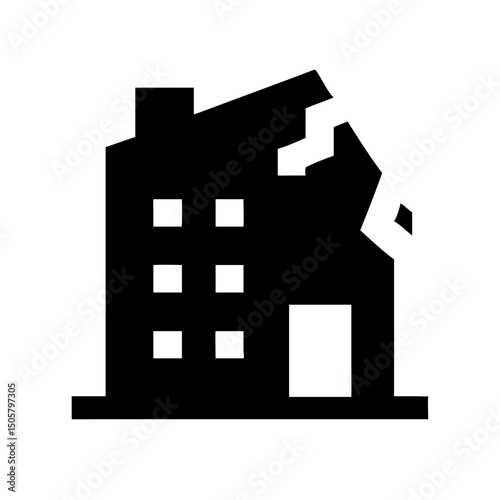 Icon of a damaged building to signify destruction or disrepair	