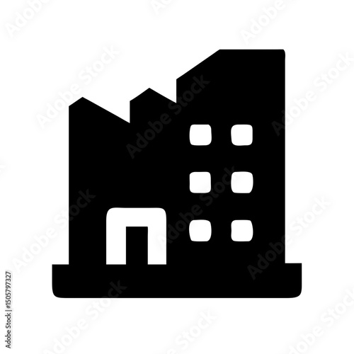Icon of a damaged building to signify destruction or disrepair	