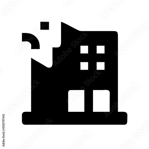 Icon of a damaged building to signify destruction or disrepair	