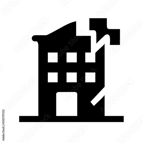 Icon of a damaged building to signify destruction or disrepair	